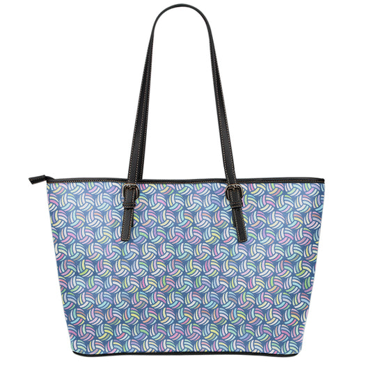 Pastel Volleyball Pattern Print Leather Tote Bag