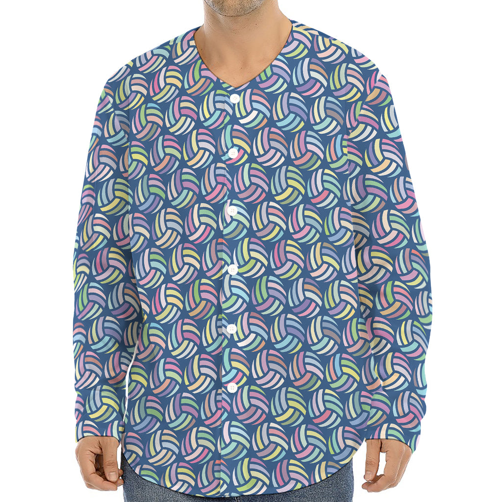 Pastel Volleyball Pattern Print Long Sleeve Baseball Jersey