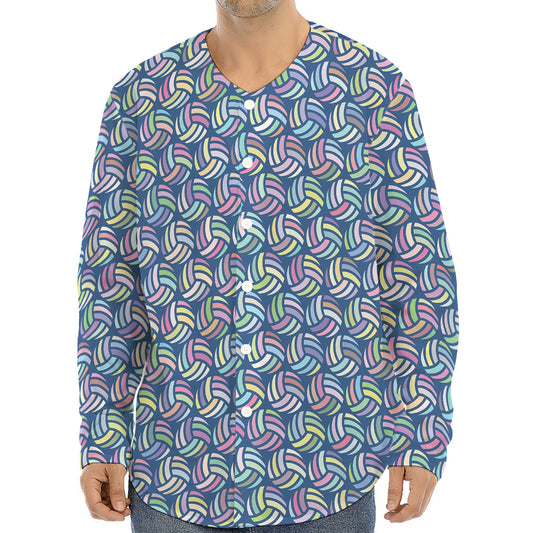 Pastel Volleyball Pattern Print Long Sleeve Baseball Jersey