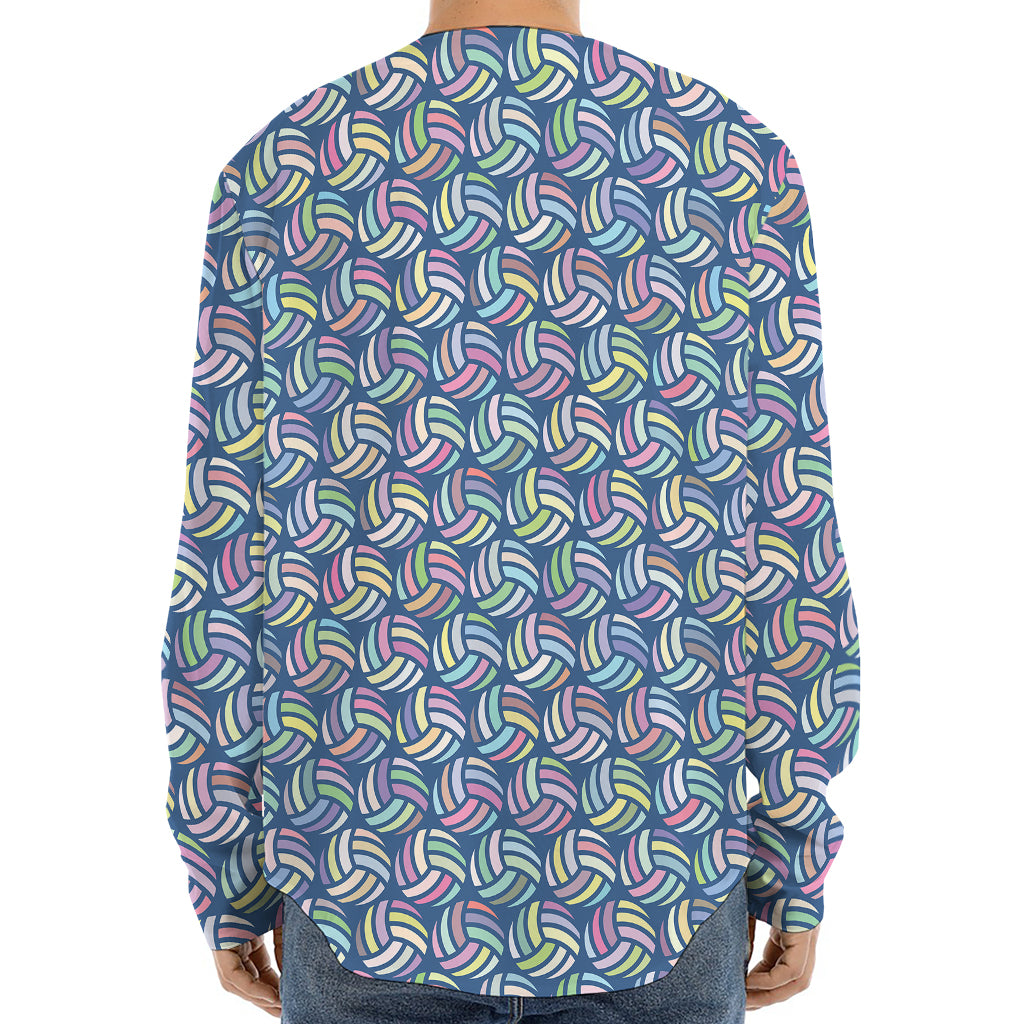 Pastel Volleyball Pattern Print Long Sleeve Baseball Jersey