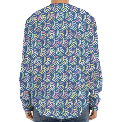 Pastel Volleyball Pattern Print Long Sleeve Baseball Jersey