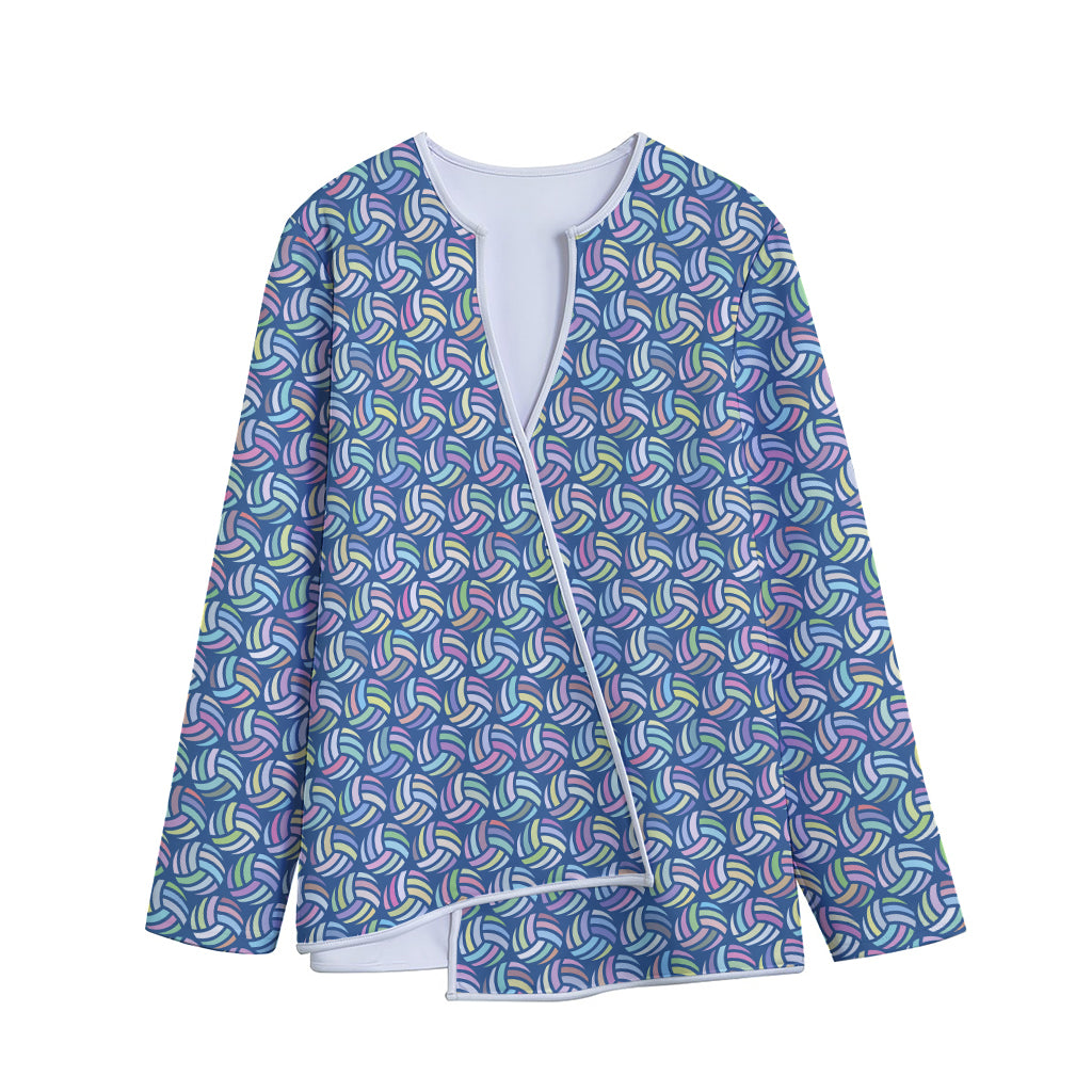 Pastel Volleyball Pattern Print Long Sleeve Short Coat