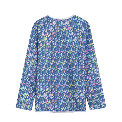 Pastel Volleyball Pattern Print Long Sleeve Short Coat