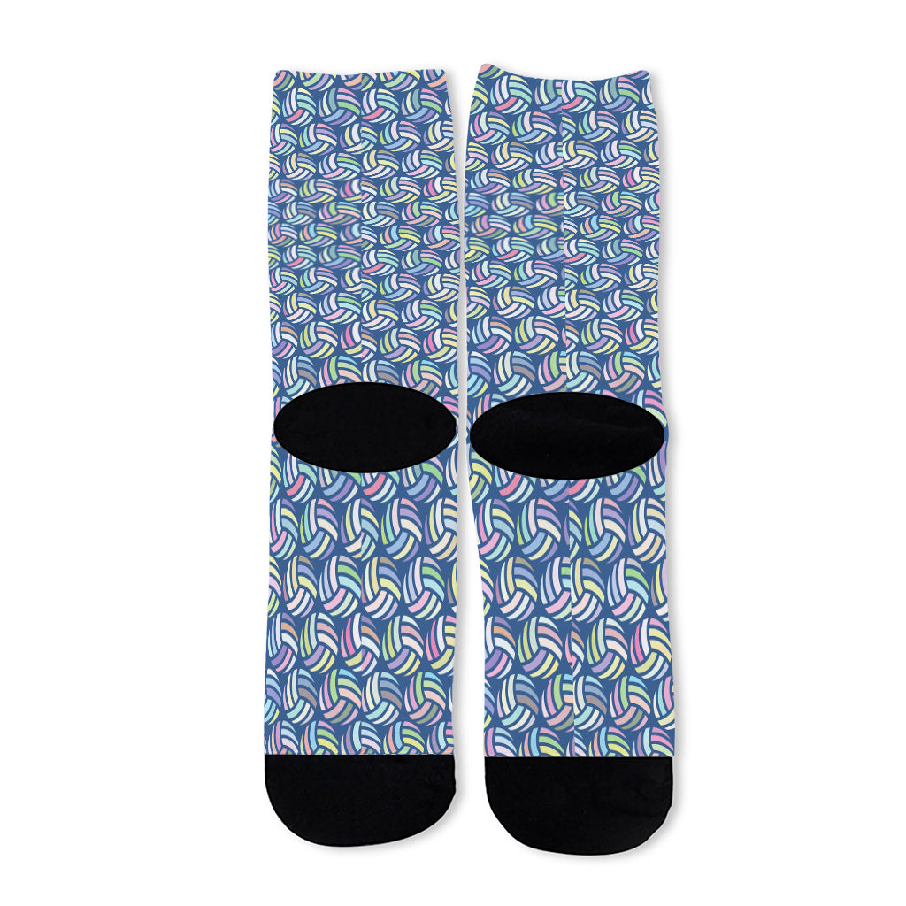 Pastel Volleyball Pattern Print Long Socks