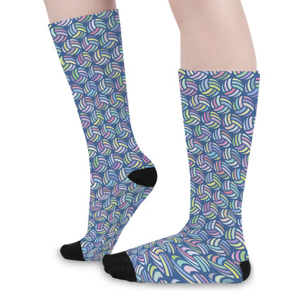 Pastel Volleyball Pattern Print Long Socks
