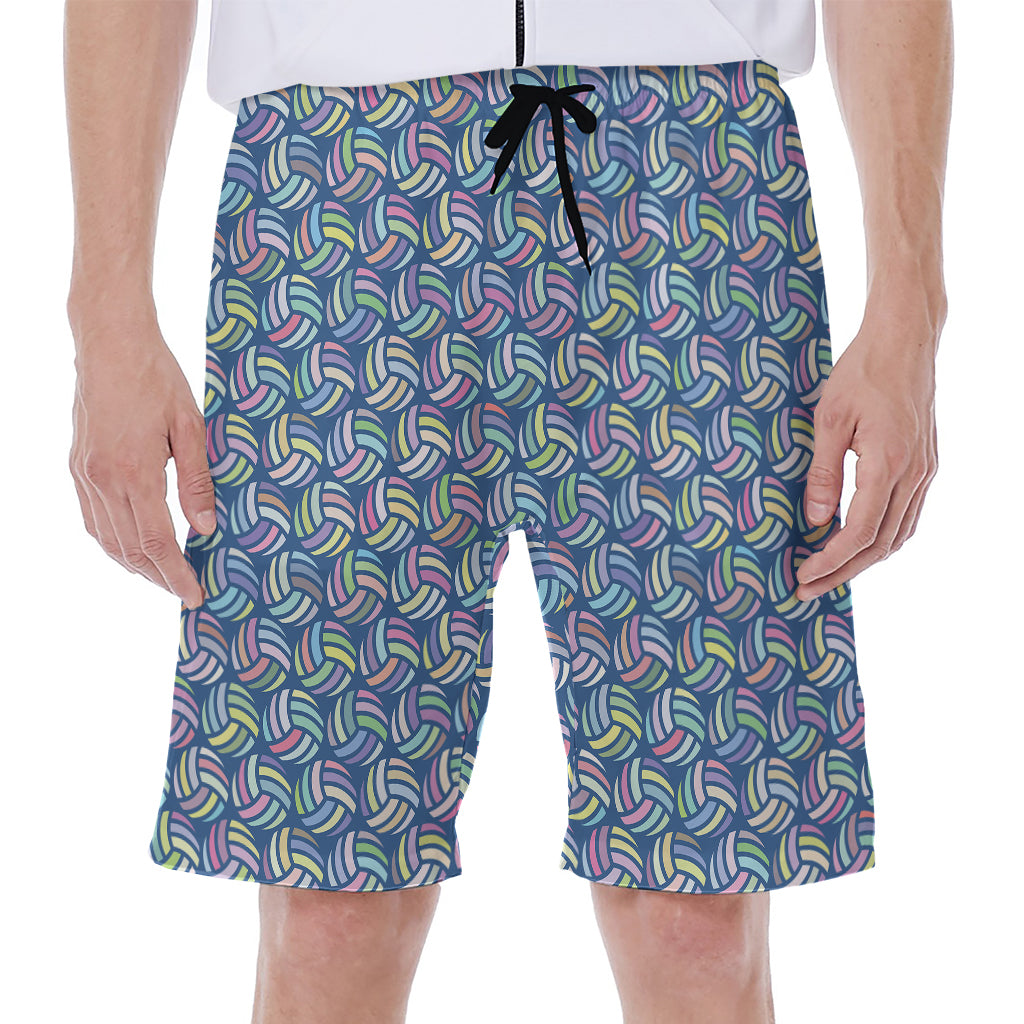 Pastel Volleyball Pattern Print Men's Beach Shorts