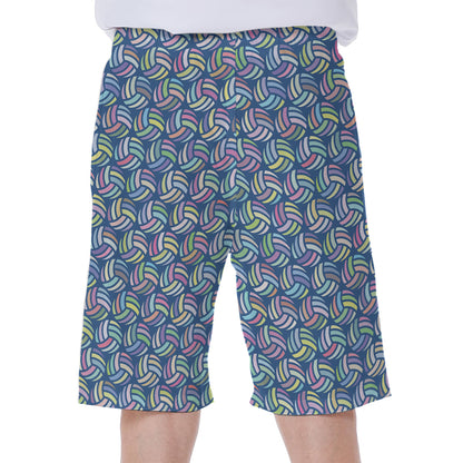 Pastel Volleyball Pattern Print Men's Beach Shorts
