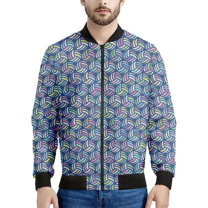 Pastel Volleyball Pattern Print Men's Bomber Jacket