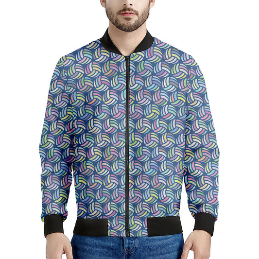 Pastel Volleyball Pattern Print Men's Bomber Jacket