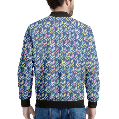 Pastel Volleyball Pattern Print Men's Bomber Jacket