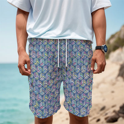 Pastel Volleyball Pattern Print Men's Cargo Shorts