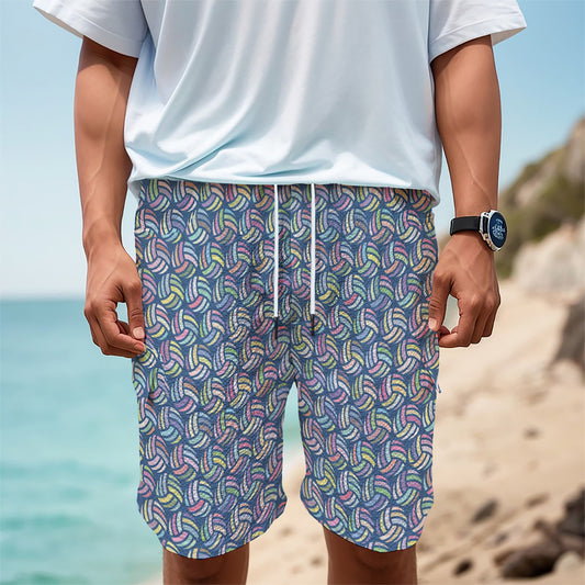 Pastel Volleyball Pattern Print Men's Cargo Shorts