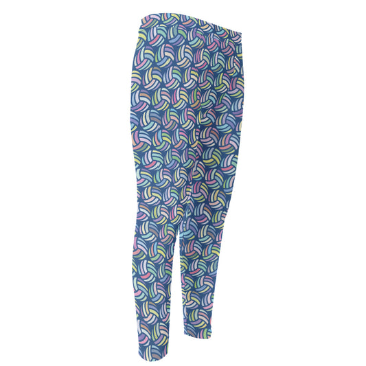 Pastel Volleyball Pattern Print Men's Compression Pants