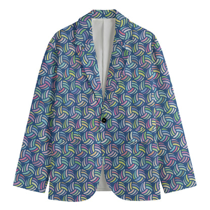 Pastel Volleyball Pattern Print Men's Cotton Blazer