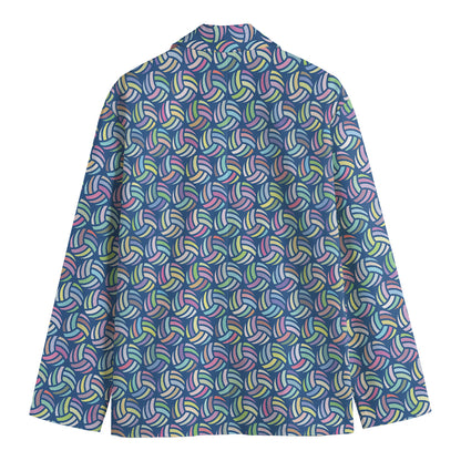 Pastel Volleyball Pattern Print Men's Cotton Blazer