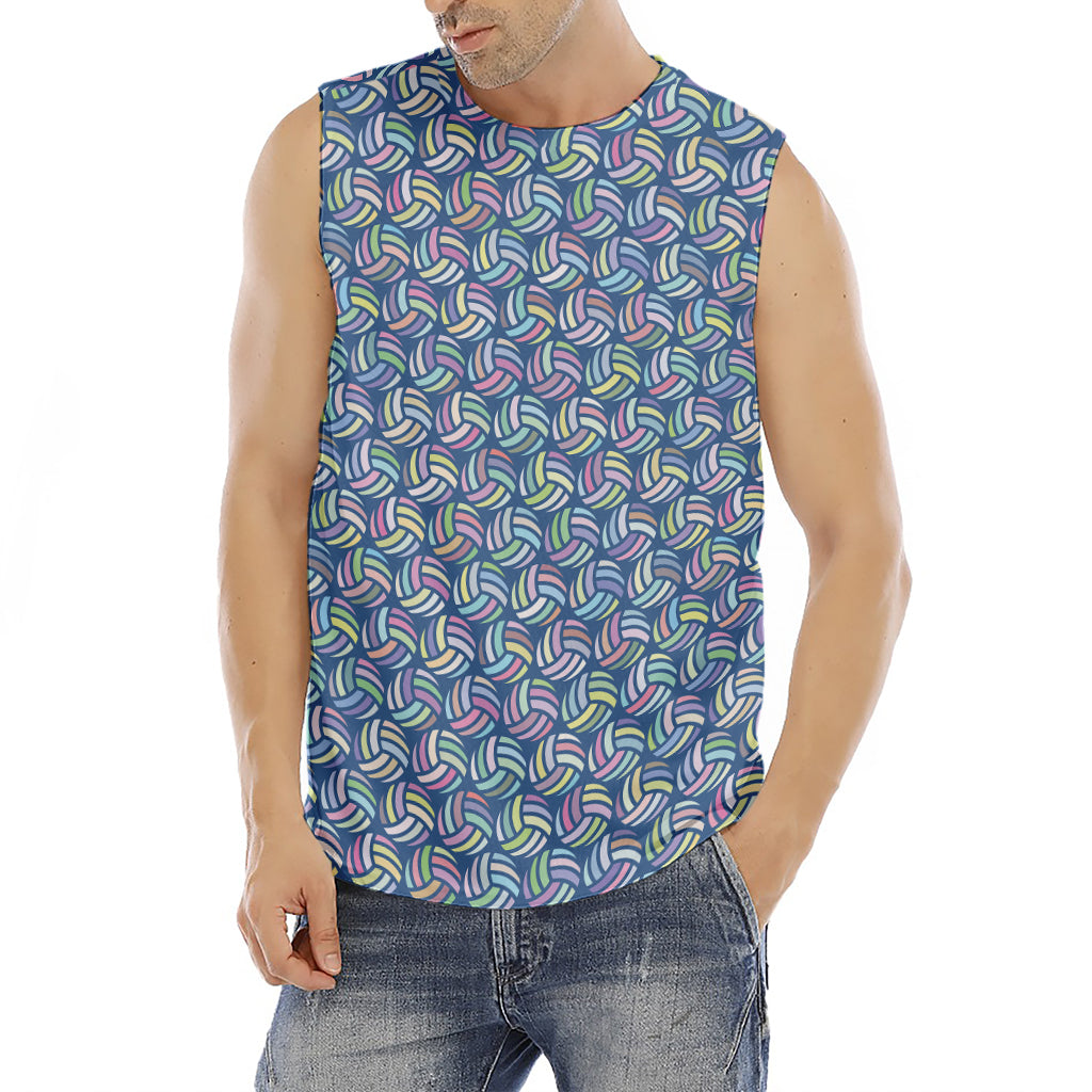 Pastel Volleyball Pattern Print Men's Fitness Tank Top