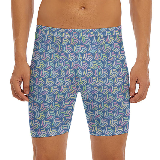Pastel Volleyball Pattern Print Men's Long Boxer Briefs