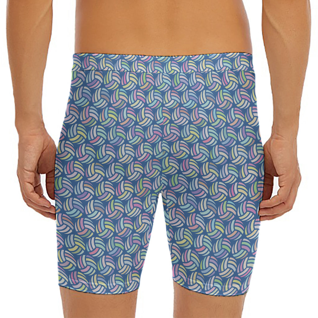 Pastel Volleyball Pattern Print Men's Long Boxer Briefs
