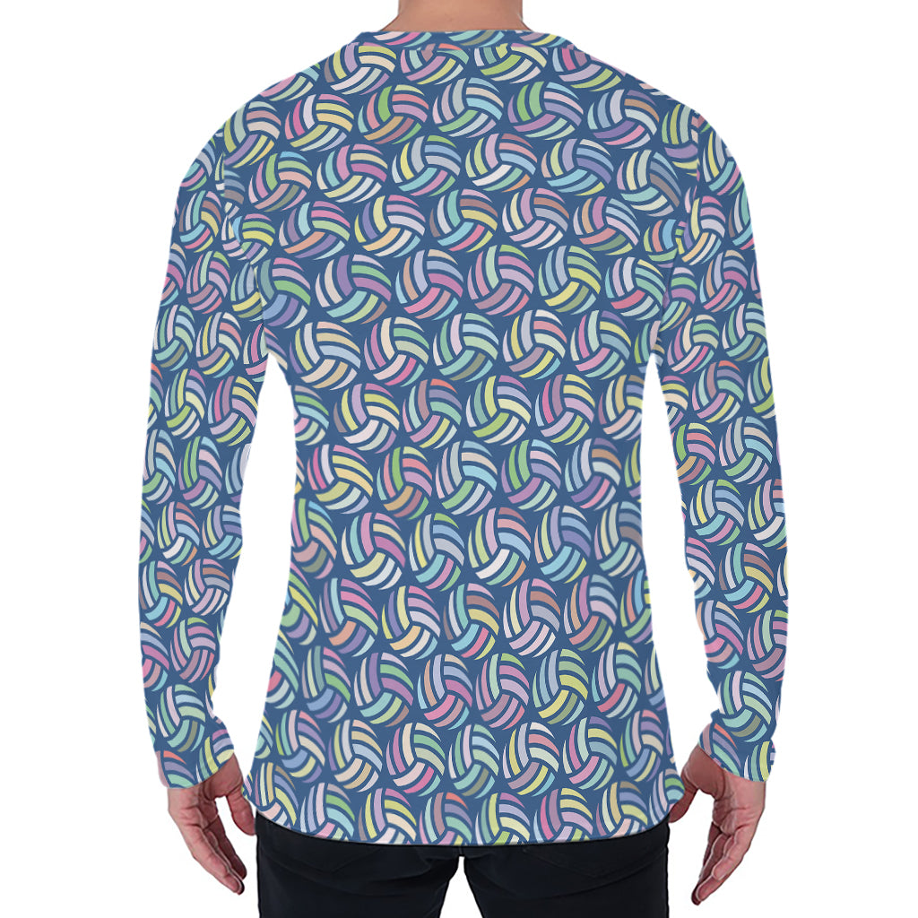 Pastel Volleyball Pattern Print Men's Long Sleeve T-Shirt
