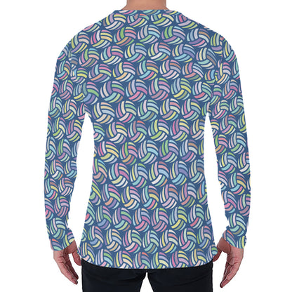 Pastel Volleyball Pattern Print Men's Long Sleeve T-Shirt