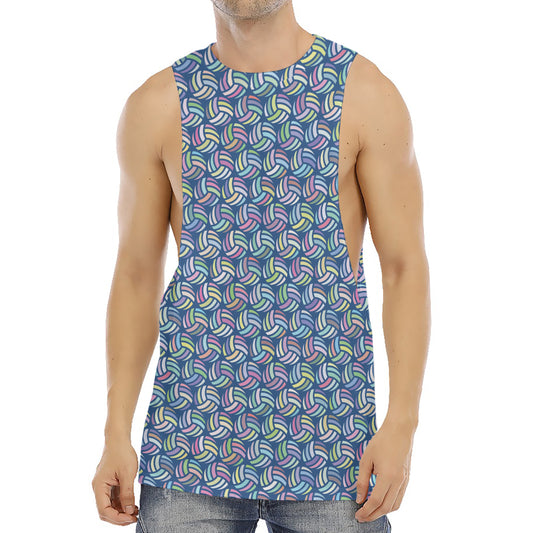 Pastel Volleyball Pattern Print Men's Muscle Tank Top