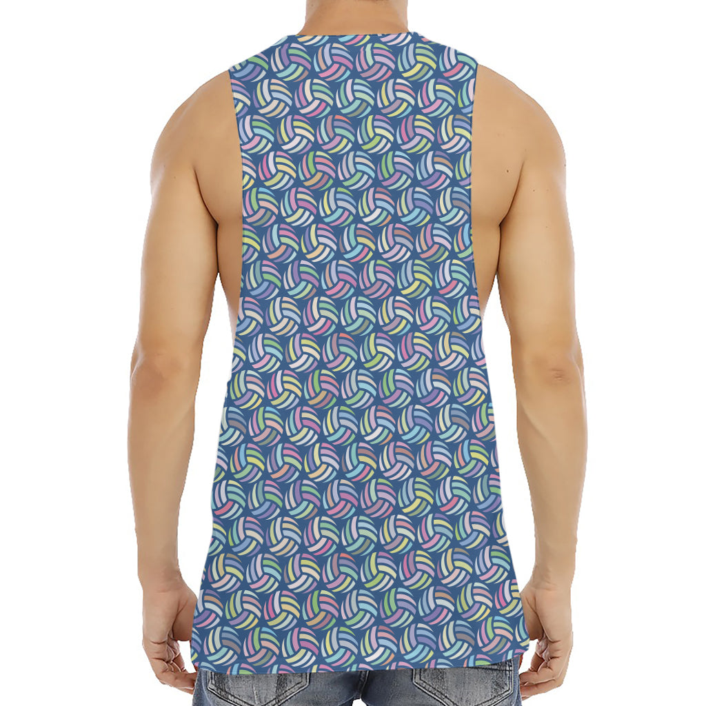 Pastel Volleyball Pattern Print Men's Muscle Tank Top