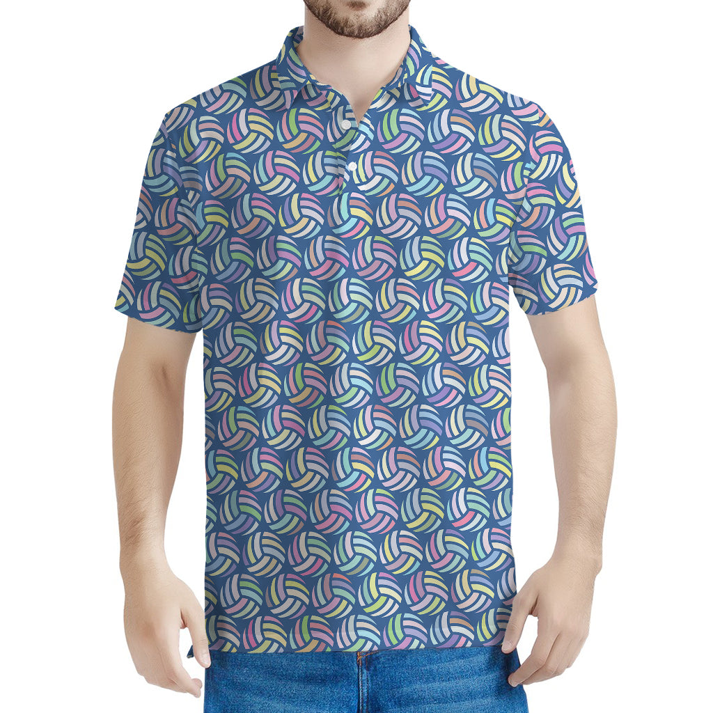 Pastel Volleyball Pattern Print Men's Polo Shirt