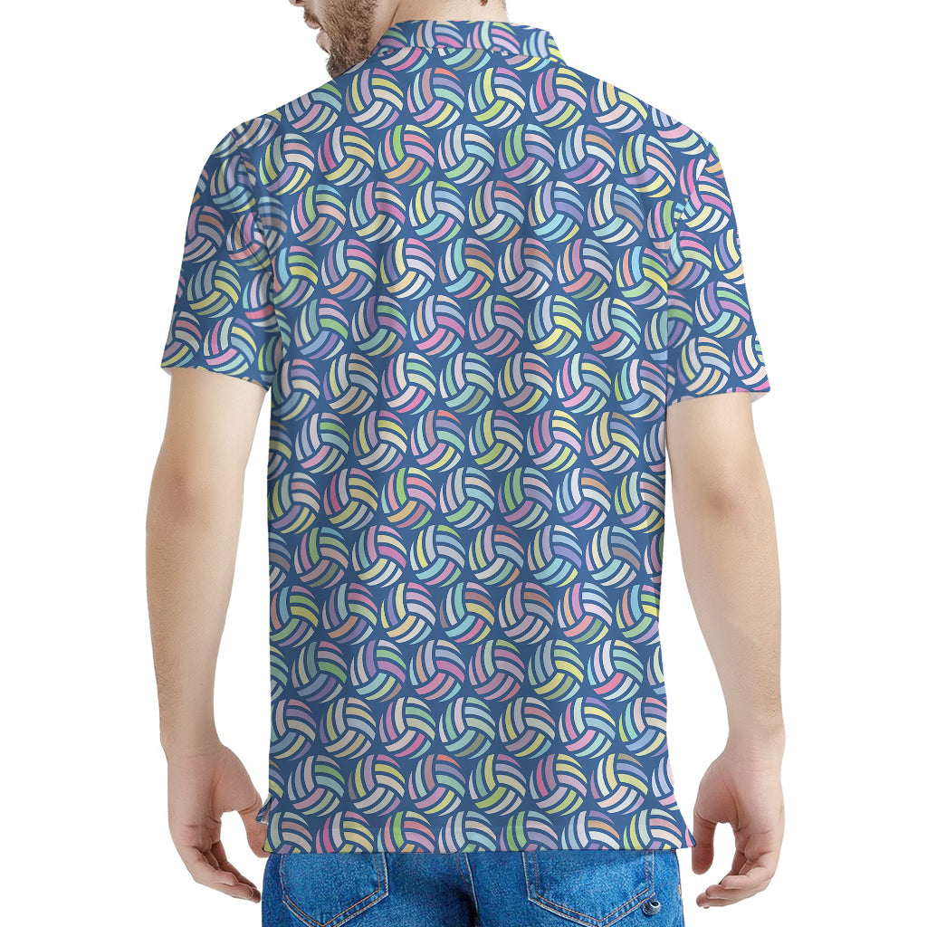 Pastel Volleyball Pattern Print Men's Polo Shirt