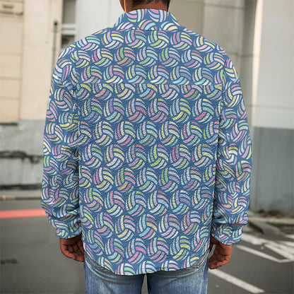 Pastel Volleyball Pattern Print Men's Shirt Jacket