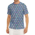 Pastel Volleyball Pattern Print Men's Short Sleeve Rash Guard