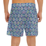 Pastel Volleyball Pattern Print Men's Split Running Shorts
