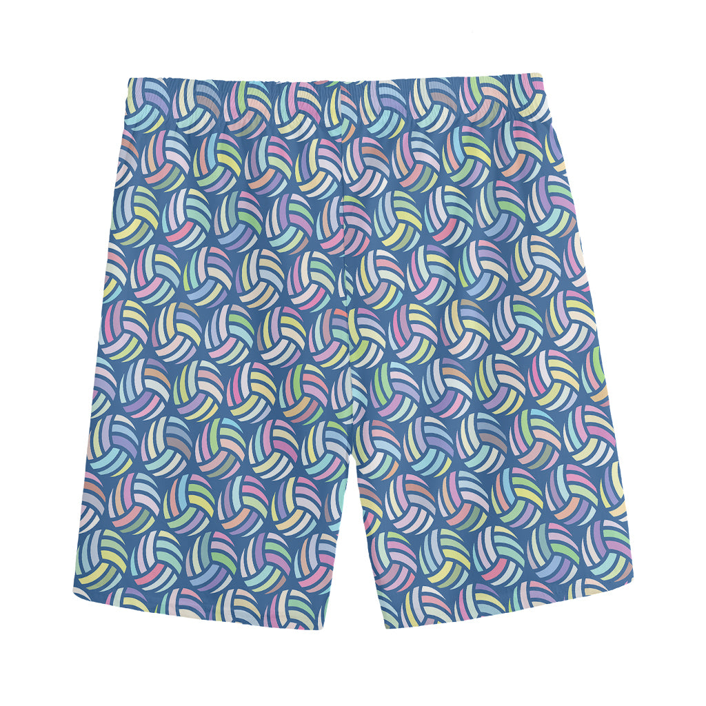 Pastel Volleyball Pattern Print Men's Sports Shorts