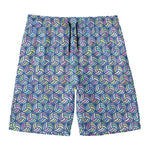 Pastel Volleyball Pattern Print Men's Swim Trunks