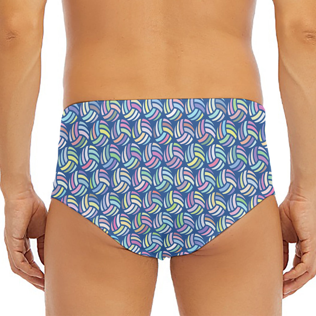 Pastel Volleyball Pattern Print Men's Triangle Swim Briefs