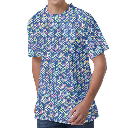 Pastel Volleyball Pattern Print Men's Velvet T-Shirt