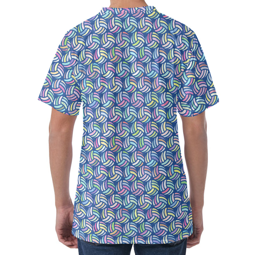 Pastel Volleyball Pattern Print Men's Velvet T-Shirt