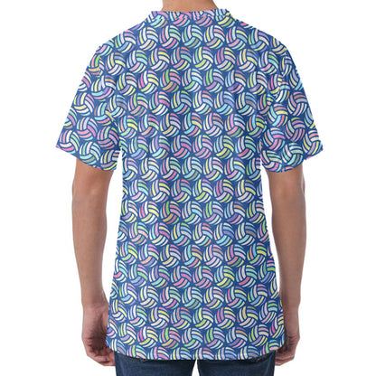 Pastel Volleyball Pattern Print Men's Velvet T-Shirt