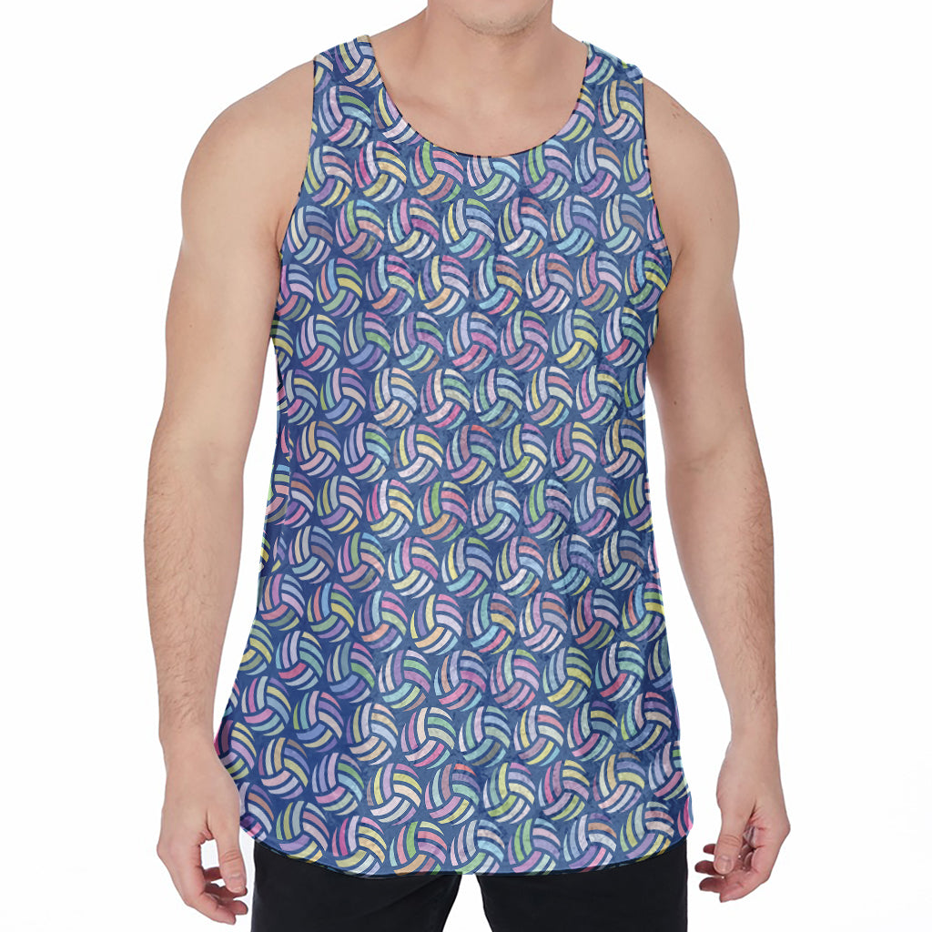 Pastel Volleyball Pattern Print Men's Velvet Tank Top