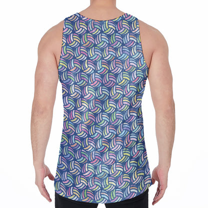 Pastel Volleyball Pattern Print Men's Velvet Tank Top