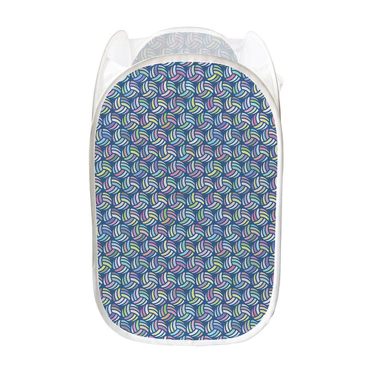 Pastel Volleyball Pattern Print Mesh Laundry Hamper