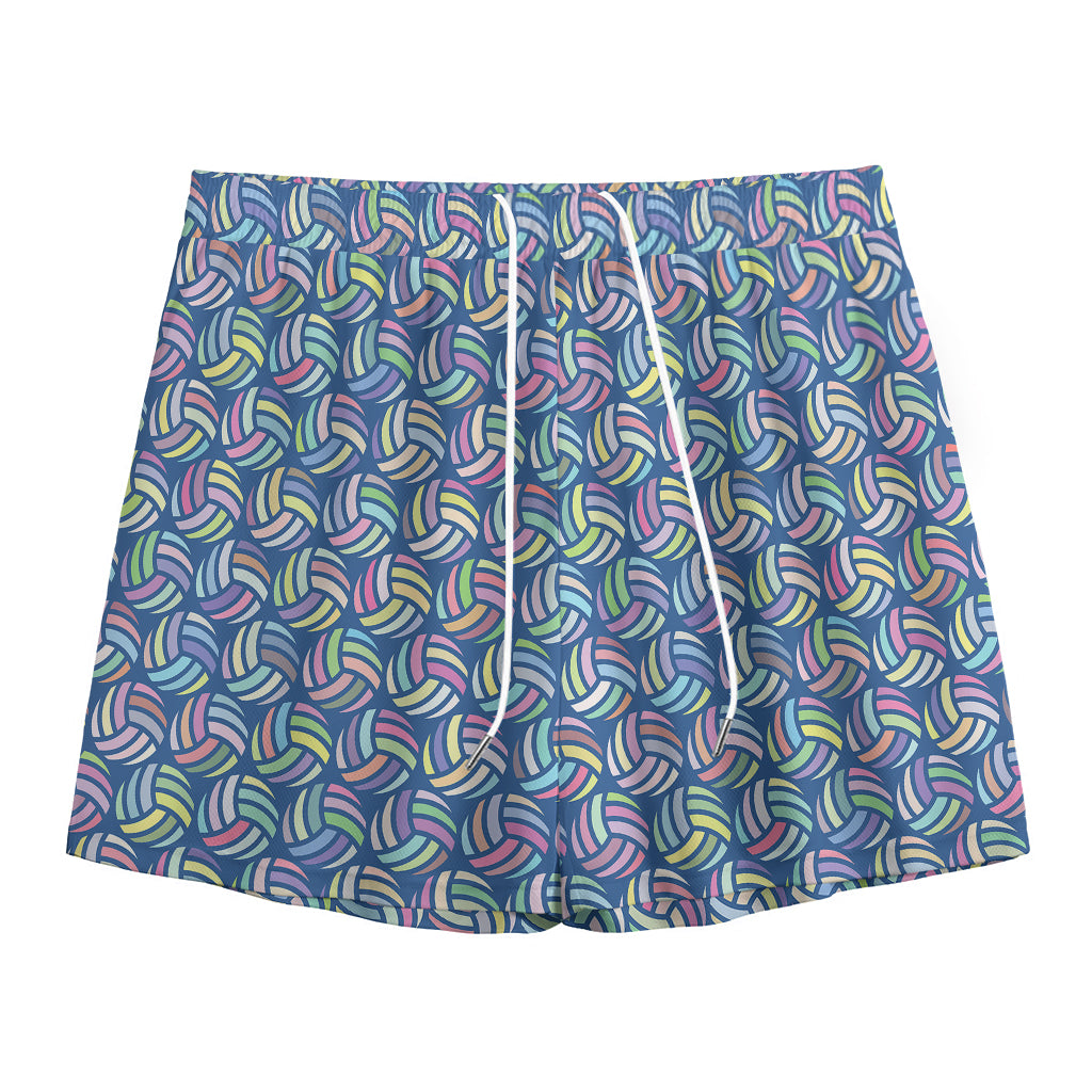 Pastel Volleyball Pattern Print Mesh Shorts
