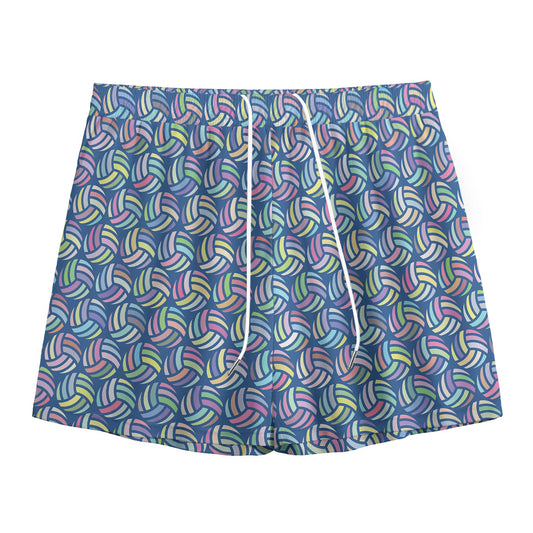 Pastel Volleyball Pattern Print Mesh Shorts