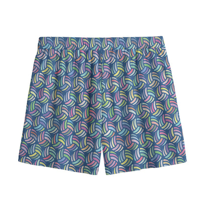 Pastel Volleyball Pattern Print Mesh Shorts