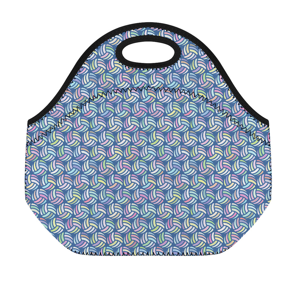 Pastel Volleyball Pattern Print Neoprene Lunch Bag
