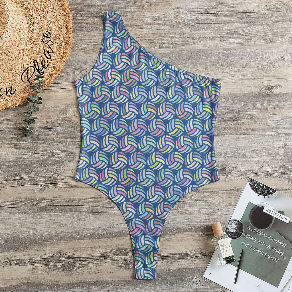 Pastel Volleyball Pattern Print One Shoulder Bodysuit