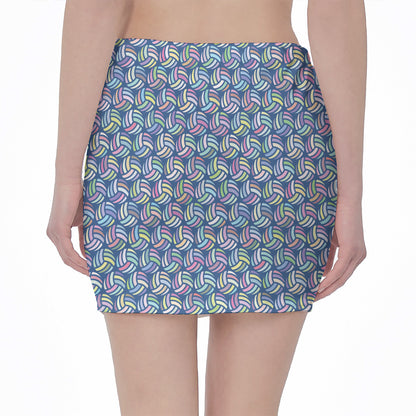Pastel Volleyball Pattern Print Pencil Mini Skirt