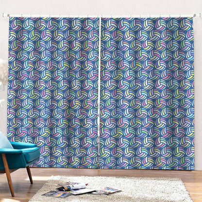 Pastel Volleyball Pattern Print Pencil Pleat Curtains