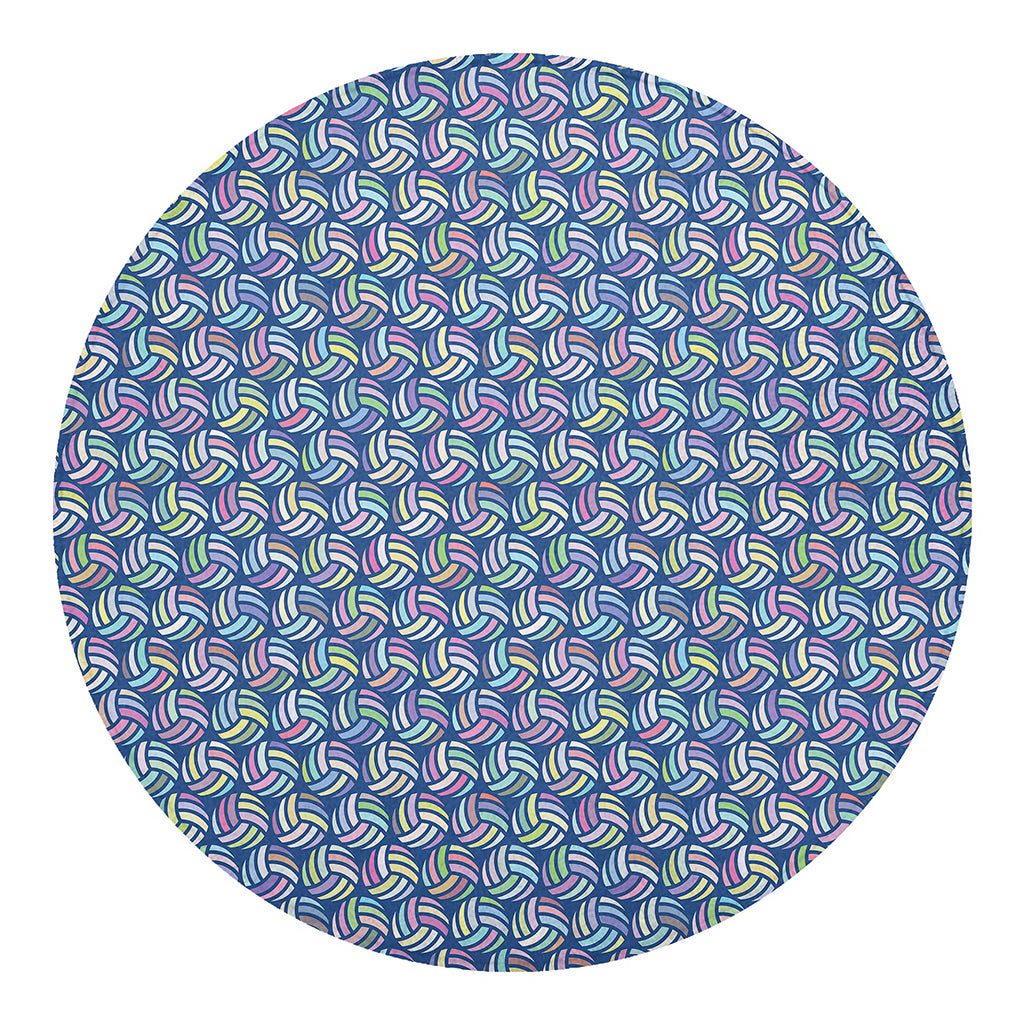 Pastel Volleyball Pattern Print Round Blanket