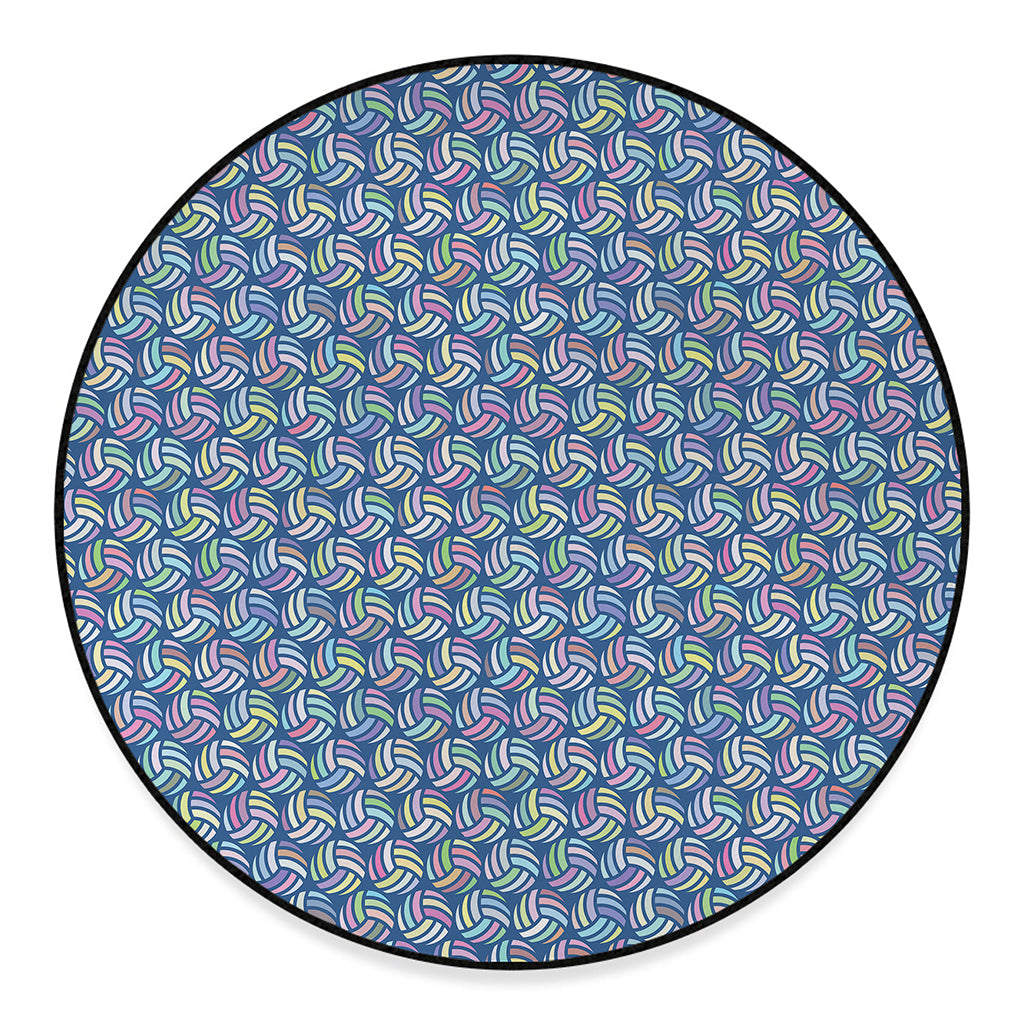 Pastel Volleyball Pattern Print Round Floor Mat