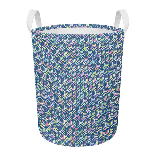 Pastel Volleyball Pattern Print Round Laundry Basket